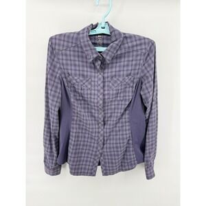 REI Women's Plaid Long Sleeve Button Up Shirt Grey Size Small Outdoor Casual
